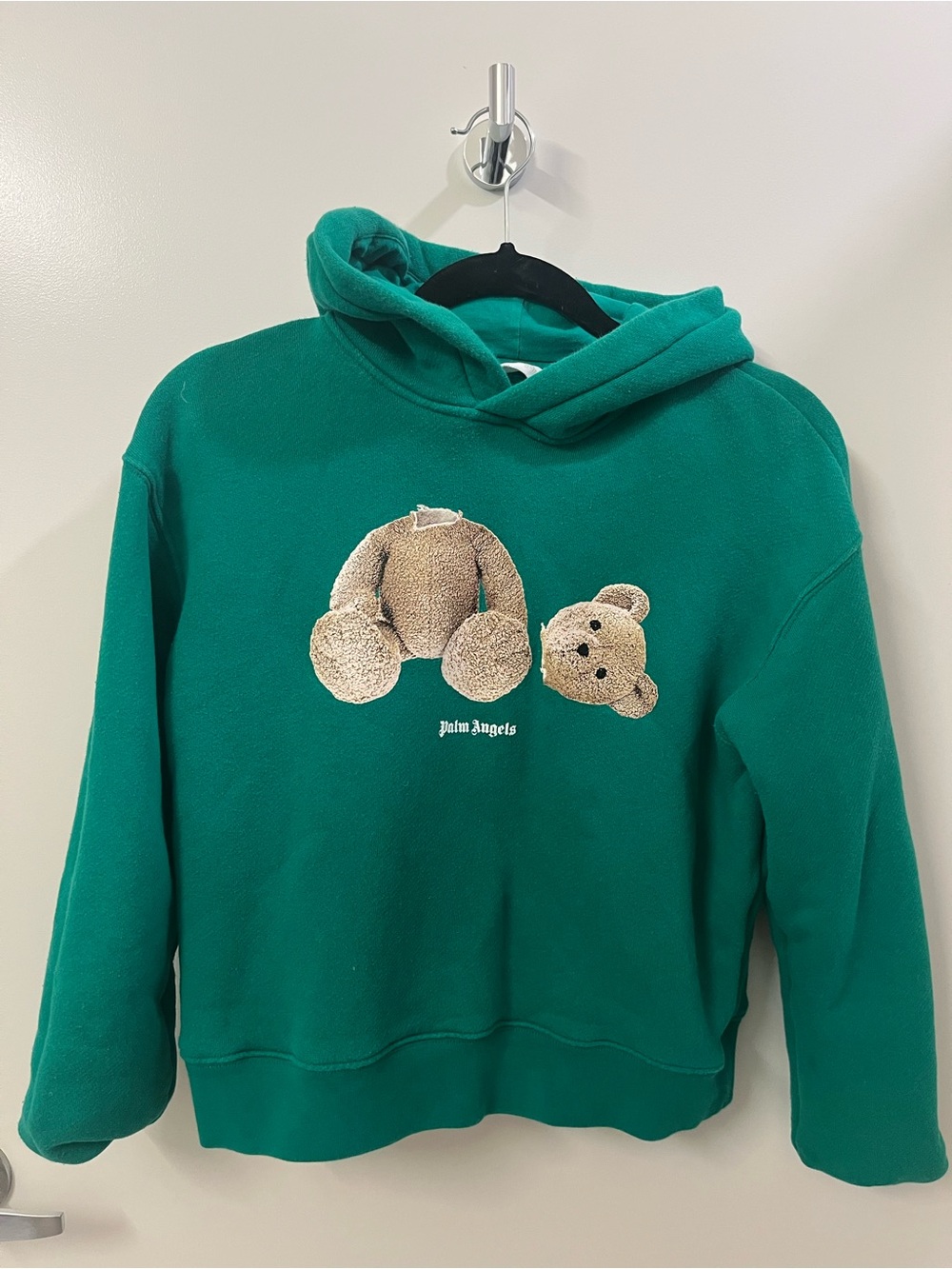 Palm Angels Kids Bear Graphic Hoodie Green Size 12